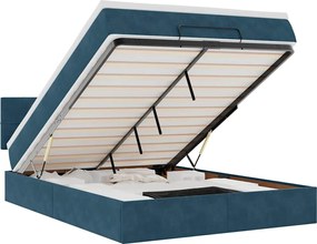 vidaXL Cadru de pat otoman cu saltea Albastru închis 140x200cm catifea