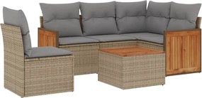 vidaXL Set canapele de grădină cu perne, 6 piese, bej, poliratan