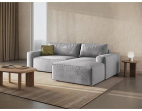 Colțar gri deschis extensibil cu tapițerie din țesătură bouclé (cu colț pe partea dreaptă) Jodie – Micadoni Home