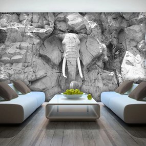 Fototapet - Elefant  sculptat în piatră - gri (254x184 cm), în 8 de alte dimensiuni noi