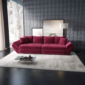 Canapea extensibilă dumonde cu ladă de depozitare si sezut confortabil din spuma high-density, Loana Zoom Rosu 300x100 cm