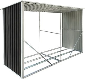 Magazie pentru lemn, antracit/alb, 302x121,5x191 cm, DARYL TIP 3