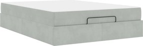 vidaXL Cadru de pat cu saltea cu saltea 2 pcs Gri deschis Catifea