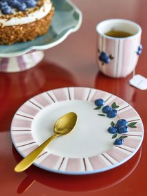 Set 4 farfurii din ceramică pictate manual, roz, D20,5×H2 cm, „Carry Plate"