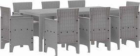 vidaXL Set de masă pentru grădină 9 pcs Gri deschis Polipropilenă