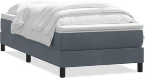 vidaXL Pat box spring cu saltea, gri închis, 80x220 cm, catifea