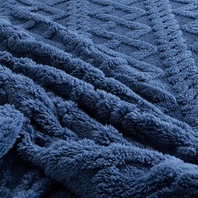 Cearşaf elastic cu blăniţă INVERNO, albastru închis 90 x 200 cm