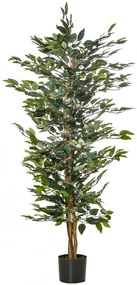 HOMCOM Plantă Ficus Falsă, Plantă Înaltă de 150cm, Plantă Artificială Decorativă pentru Interior și Exterior, Ø17x14.5 cm, Verde | Aosom Romania