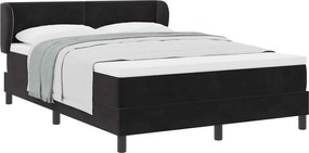 vidaXL Pat cu arcuri cu saltea cu headboard Negru 140 x 200 cm Catifea