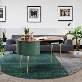 Birou curbat mid-century modern green & gold DEPRIMO 14236 by Deprimo