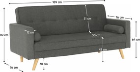 Canapea extensibilă, material gri, OTISA