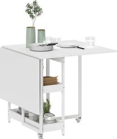 HOMCOM Masă extensibilă în stil industrial, pentru până la 4 persoane, rafturi deschise, flexibil, metal, pal, alb | Aosom Romania