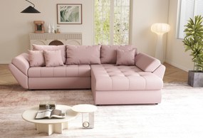 Colțar extensibil dumonde cu ladă de depozitare si sezut confortabil din spuma high-density, Loana Enjoy Flamingo II 270x185 cm