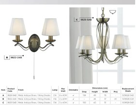 Candelabru stil clasic cu 5 brate Andretti alama antic 9825-5AB SRT
