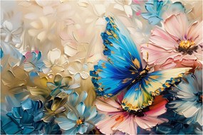 Tablou - Pictura de flori și fluturi (90x60 cm)