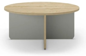 Măsuță de cafea verde-deschis/în culoare naturală rotundă cu blat cu aspect de lemn de stejar ø 80 cm Hillary – Marckeric