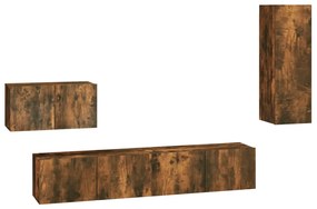 3114339 vidaXL Set dulapuri TV, 4 piese, stejar fumuriu, lemn prelucrat