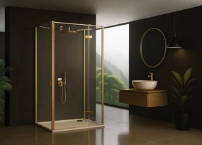 Cabina de dus Rea Atlas 80x80 cu deschidere pe stanga auriu periat