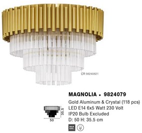 Lustra aplicata design elegant MAGNOLIA aurie