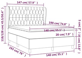 Pat box spring cu saltea, maro inchis, 140x200 cm, textil Maro inchis, 140 x 190 cm, Design cu nasturi