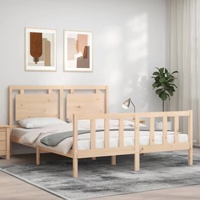 3192171 vidaXL Cadru de pat cu tăblie, king size, lemn masiv