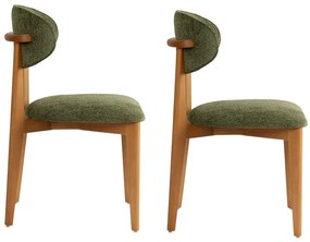 Set de scaune de sufragerie Lionte Green și DarkOak, 2 buc.