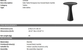 Masuta auxiliara design LUX din marmura neagra Pompano low 114330 HZ