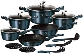 Set oale si tigai marmorate (15 piese) din aluminiu forjat Aquamarine Metalic Line Berlinger Haus BH 1885N