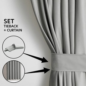 Draperie gri dimout (semi-opacă) din catifea 140x245 cm Pleat – Restilo