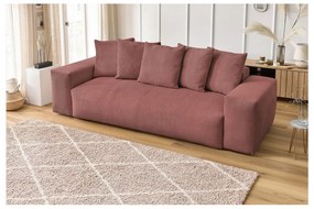 Canapea roz-deschis cu tapițerie din catifea reiată 280 cm Voltaire – Bobochic Paris