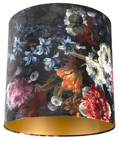 Abajur din catifea cu design floral 40/40/40 interior auriu
