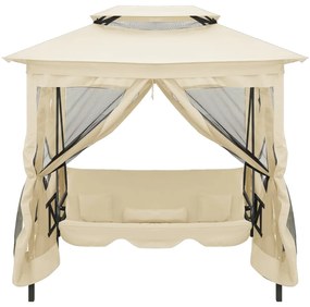 Balansoar extensibil cu pavilion, alb crem