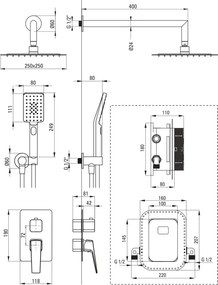 Blur Set de duș cu montare îngropată, cu BOX pentru baterie BXYZDQLM
