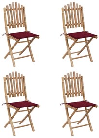 3063969 vidaXL Set mobilier de exterior pliabil, cu perne, 5 piese, bambus