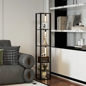 HOMCOM Lampă de Podea cu 4 Rafturi și 3 Luminozități Reglabile 29x29x163cm Negru | Aosom Romania
