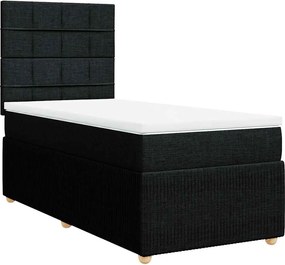 vidaXL Pat box spring cu saltea, negru, 90x190 cm, textil