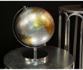Decorațiune pentru masă Mauro Ferretti Globe, înălțime 28 cm, argintiu-auriu