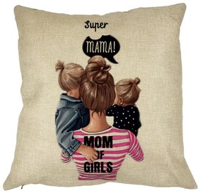 Perna Decorativa Patrata Super Mama, 40x40 cm, Husa Detasabila, Burduf