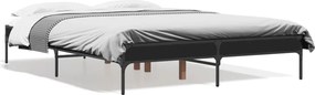 vidaXL Cadru de pat, negru, 120x190 cm, lemn prelucrat și metal