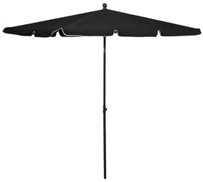 vidaXL Umbrelă de grădină cu stâlp, negru, 210x140 cm