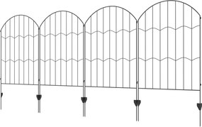 Outsunny Gard de Grădină cu 4 Panouri şi 8 Ţăruşi de Pământ, 348x110 cm, Negru | Aosom Romania