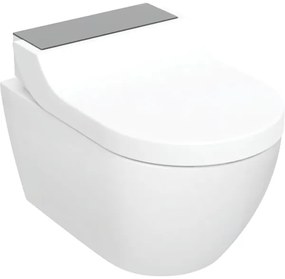 Set vas WC suspendat cu functie de bideu si capac soft close, ornament din sticla neagra, Geberit AquaClean Tuma Comfort