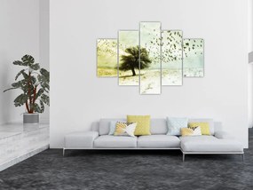 Tablou - cu multe păsări pictate (150x105 cm)