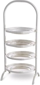 Suport prajituri, Patru platouri etajate design LUX Encore, argintiu