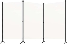 vidaXL Paravan de cameră cu 3 panouri, alb, 260 x 180 cm, textil