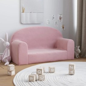 341796 vidaXL Canapea pentru copii cu 2 locuri, roz, pluș moale