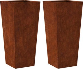 vidaXL Jardiniere de grădină 2 buc 35x35x75 cm Oțel pentru intemperii