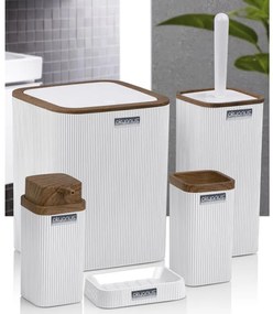 Set de baie Freehome OKY-461-3-B, 5 piese, Lemn/ Duna alba