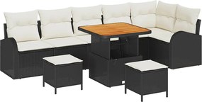 vidaXL Set de canapele pentru grădină cu pernă 9 pcs Negru și Crem