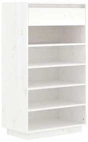 Pantofar, alb, 60x34x105 cm, lemn masiv de pin Alb, 1, 1